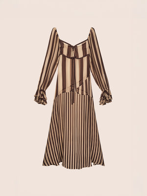 Gingerbread Brown Striped Dress