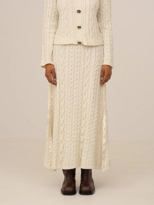 Bare Knit White Maxi Skirt