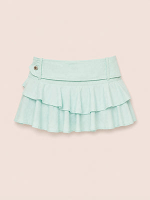 Solea Mint Ruffle Denim Mini Skirt