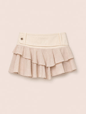 Solea White Ruffle Denim Mini Skirt