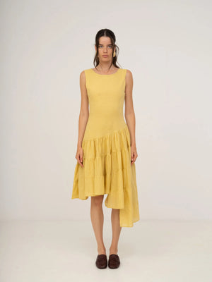 Desk Pale Yellow Flared Dress
