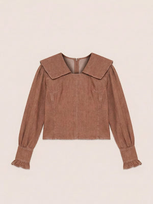 District Brown Denim Blouse