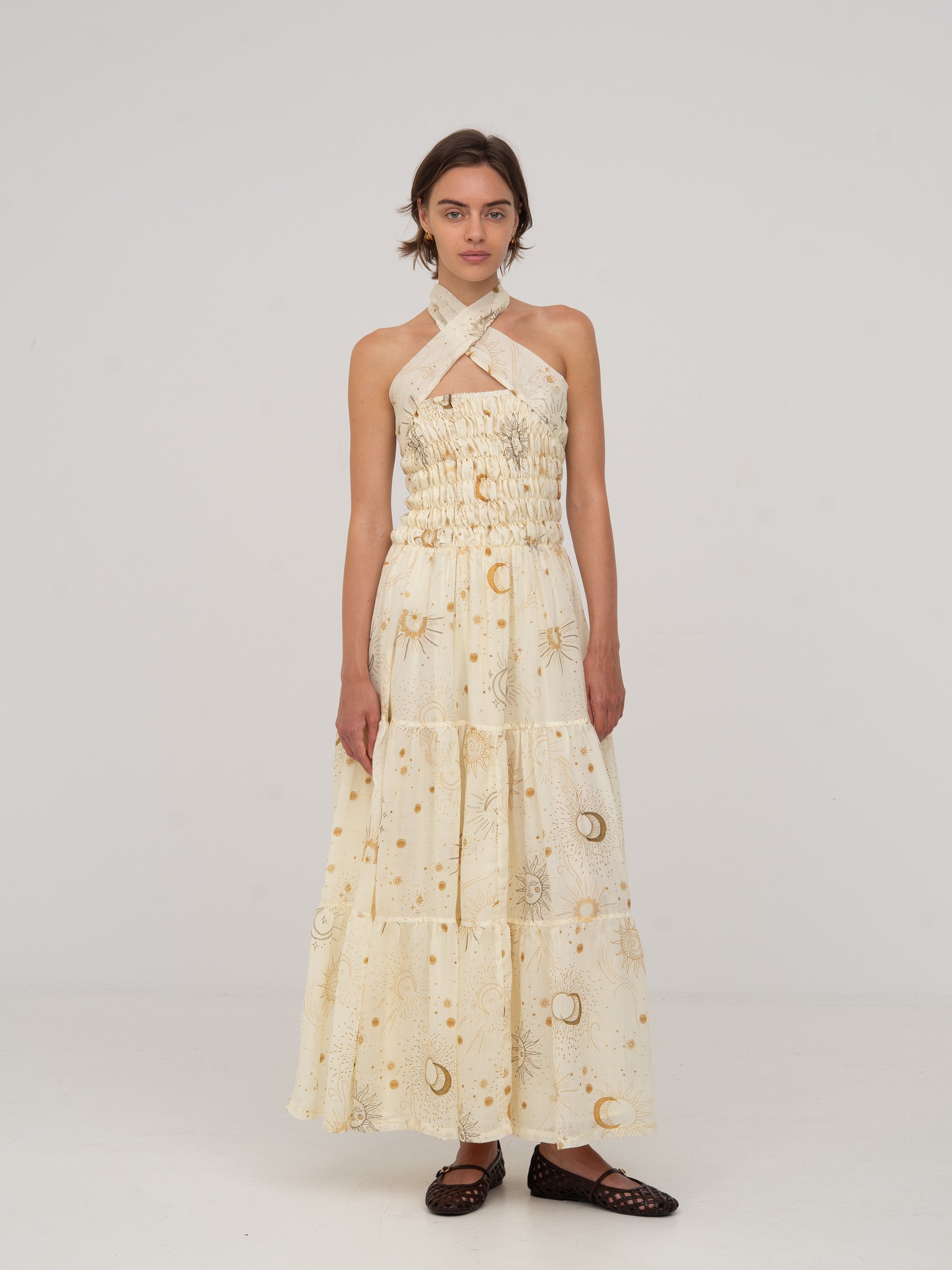 knee length dresses for ladies Grace Sun-Print Maxi Dress