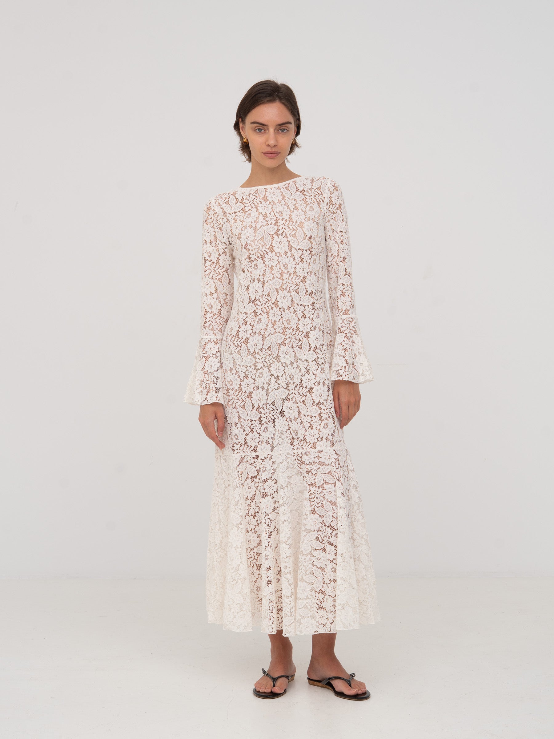 Jester Long-Sleeved White Lace Midi Dress | Carmen Says Jester Long-Sleeved White Lace Midi Dress | Carmen Says