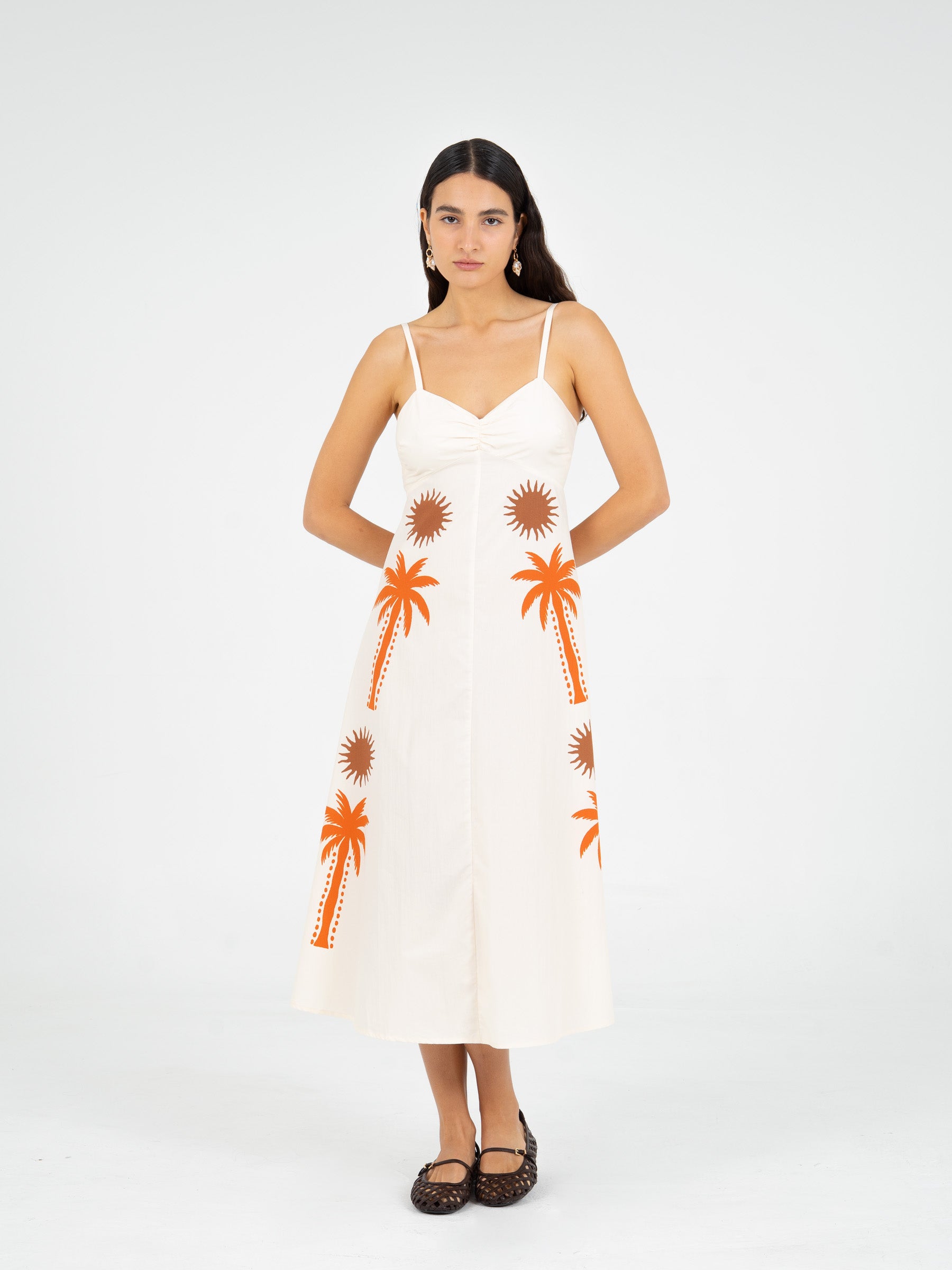 Set of 6 Multi Palm Rush Printed Maxi Dress (S, M & L)