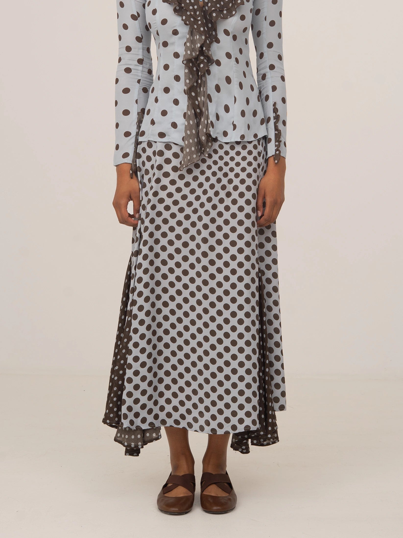 Blue Polka Dot Midi Skirt | Carmen Says