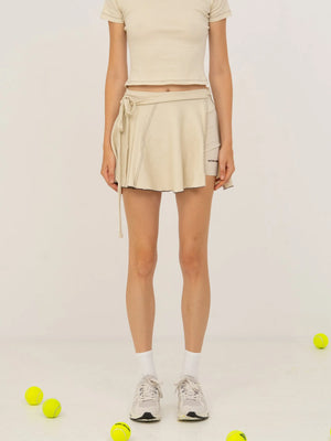Volley Cream Wrap Mini Tennis Skirt