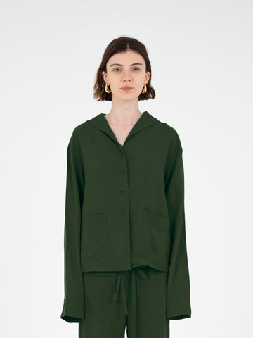 Grinch green linen shirt