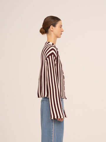 Deal Burgundy Striped Knit Cardigan
