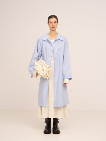 Hunter Striped Blue Trench Coat