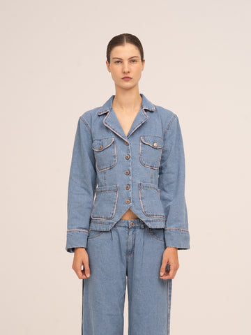 Flash Denim Fitted Denim Jacket 