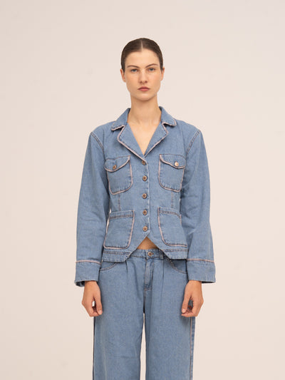 Flash Denim Fitted Denim Jacket 