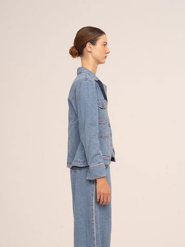 Flash Denim Fitted Denim Jacket 