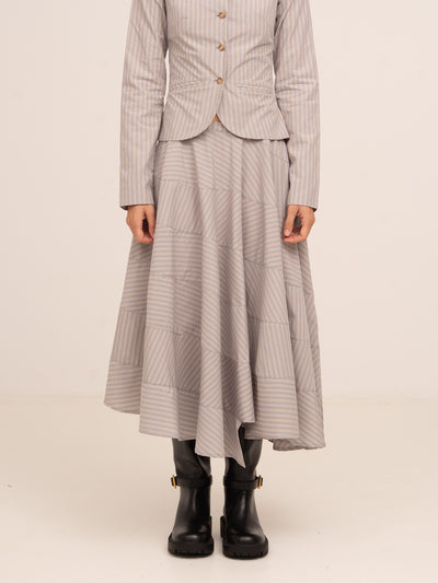 Midnight Striped Gray Flared Skirt 