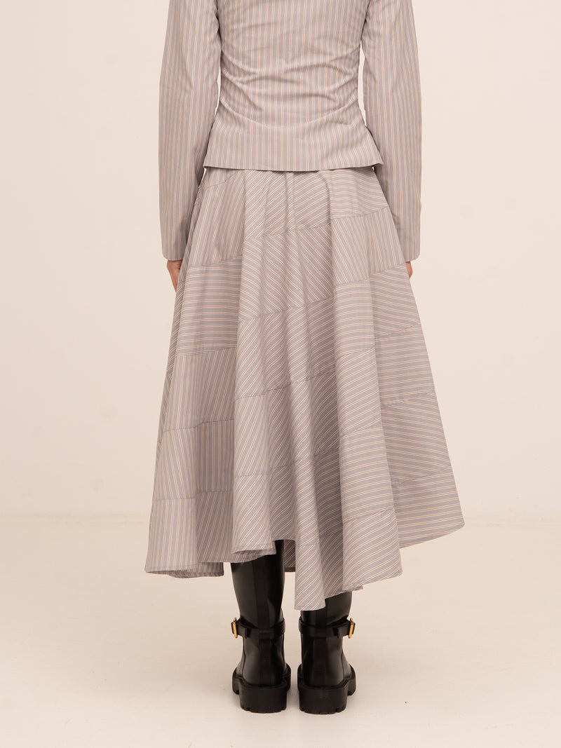 Midnight Striped Grey Flared Skirt