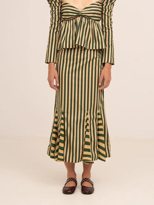 Garland Midi Green Striped Skirt