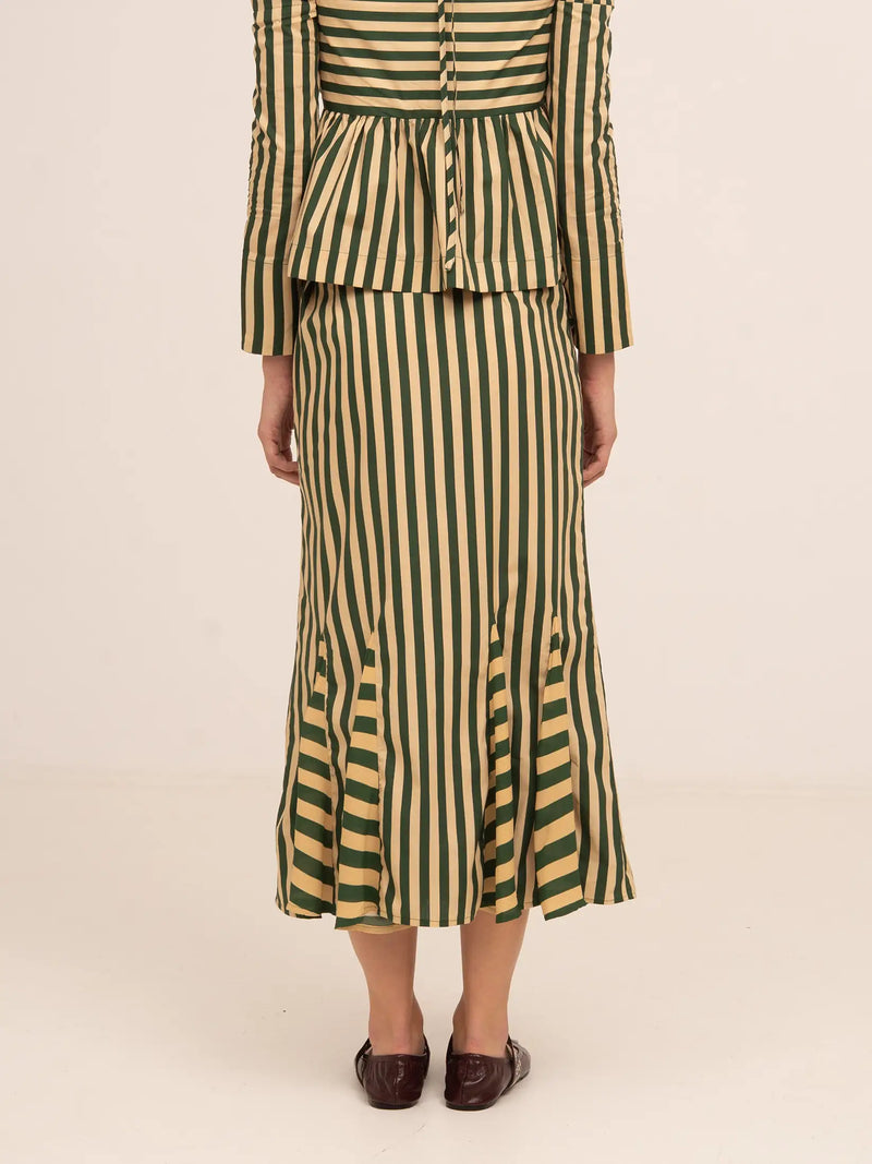 Garland Midi Green Striped Skirt