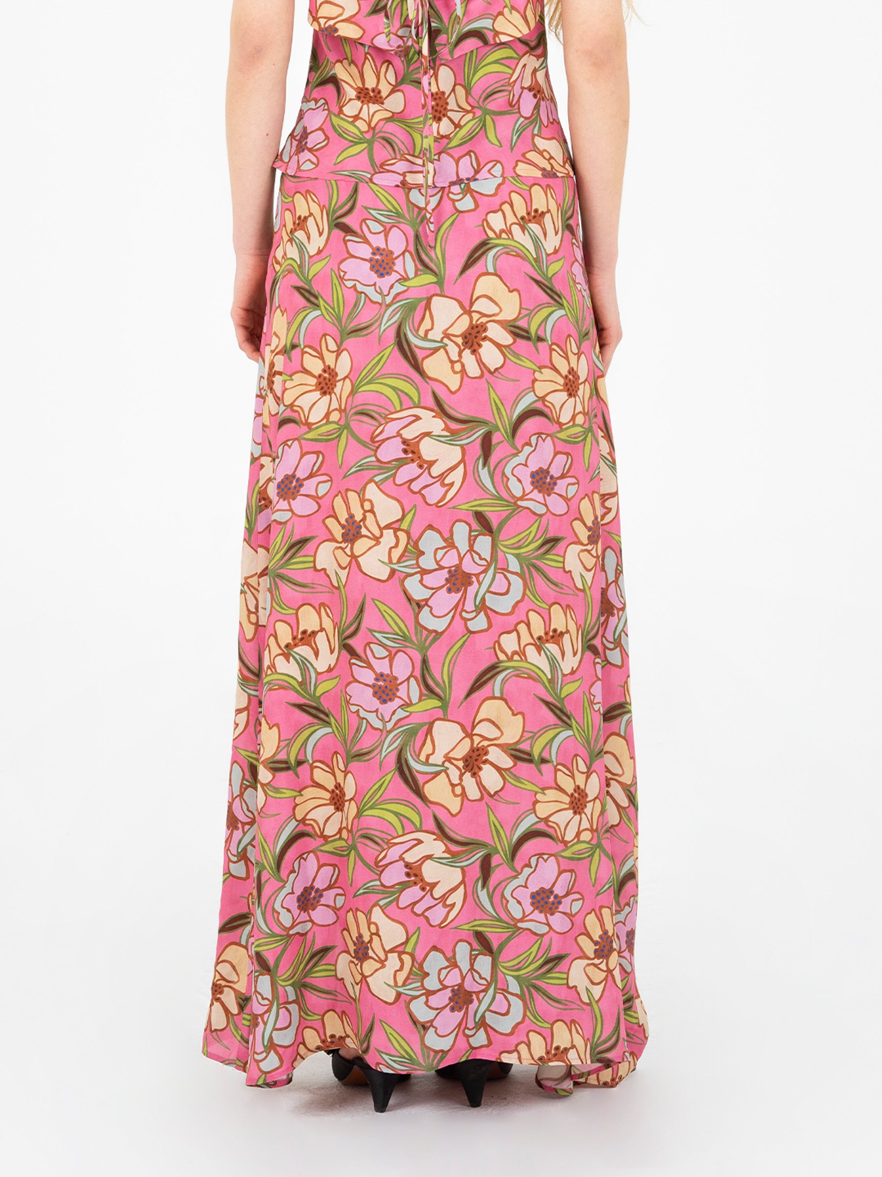 Amara Vestido Maxi Floral con Escote en V y Mangas Aladas