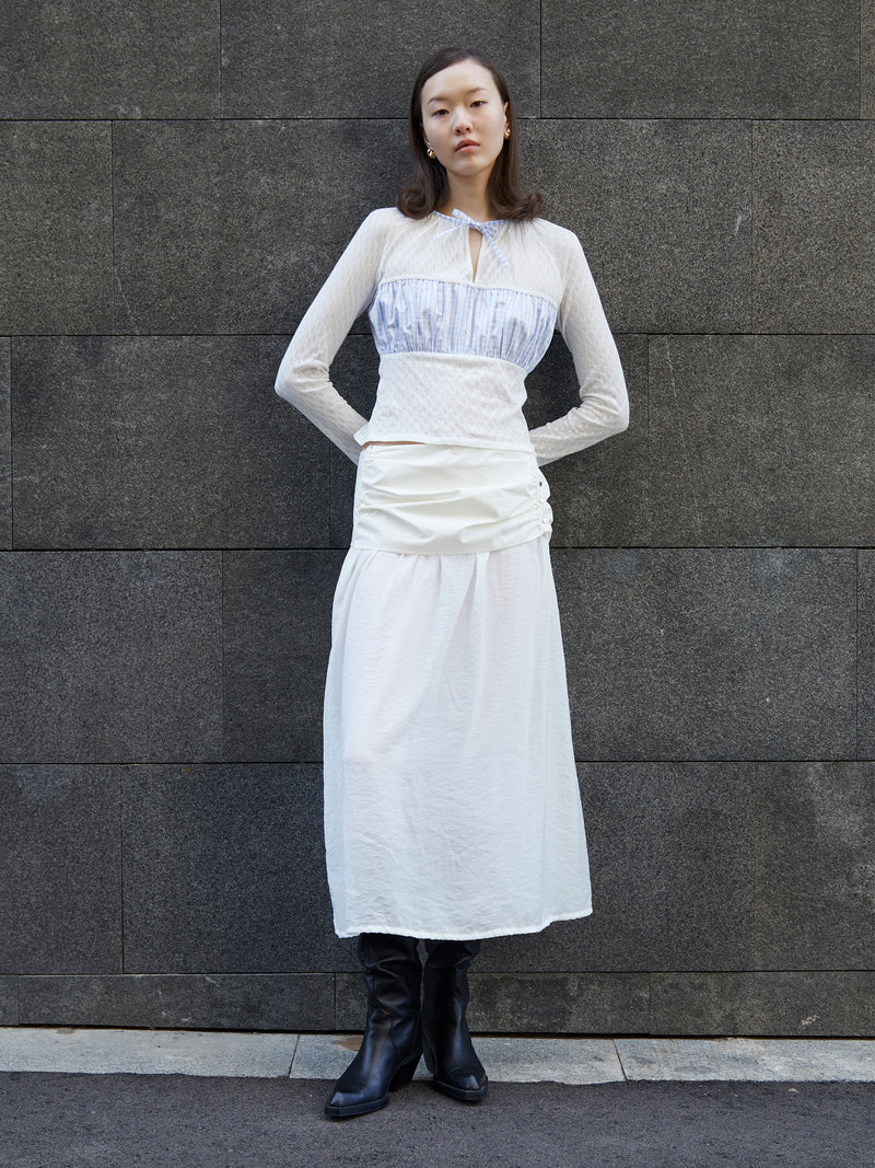 Sidewalk White Midi Skirt