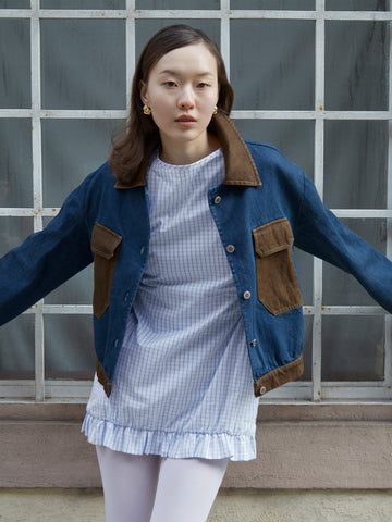 Sidewalk Blue Checkered Print Mini Dress