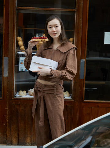 District Brown Denim Blouse