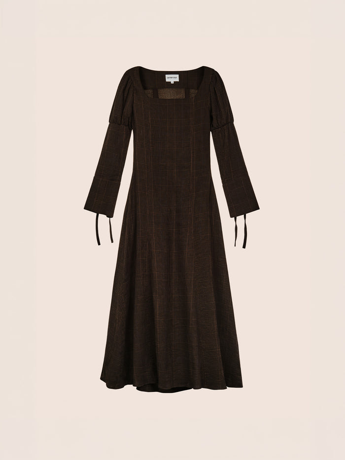 Rush Brown Plaid Maxi Dress