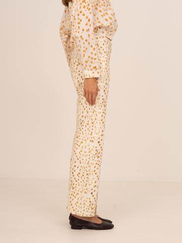 White Deer Print Denim Jeans