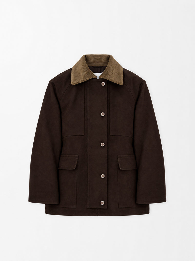 Hazel Brown Contrast Collar Jacket