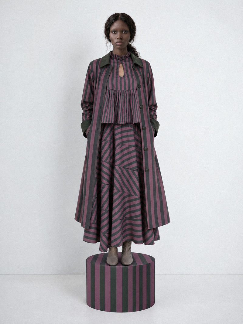 Garnet Midnight Stripe Flared Midi Skirt
