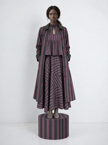 Garnet Stripe Longline Coat