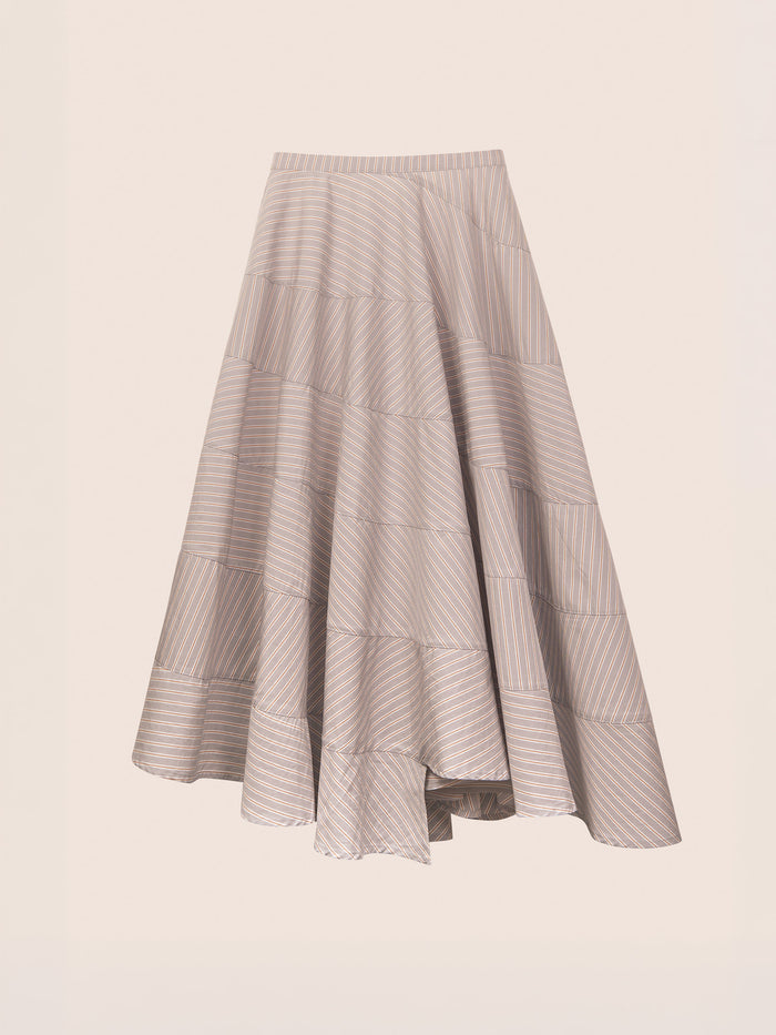Midnight Striped Grey Flared Skirt