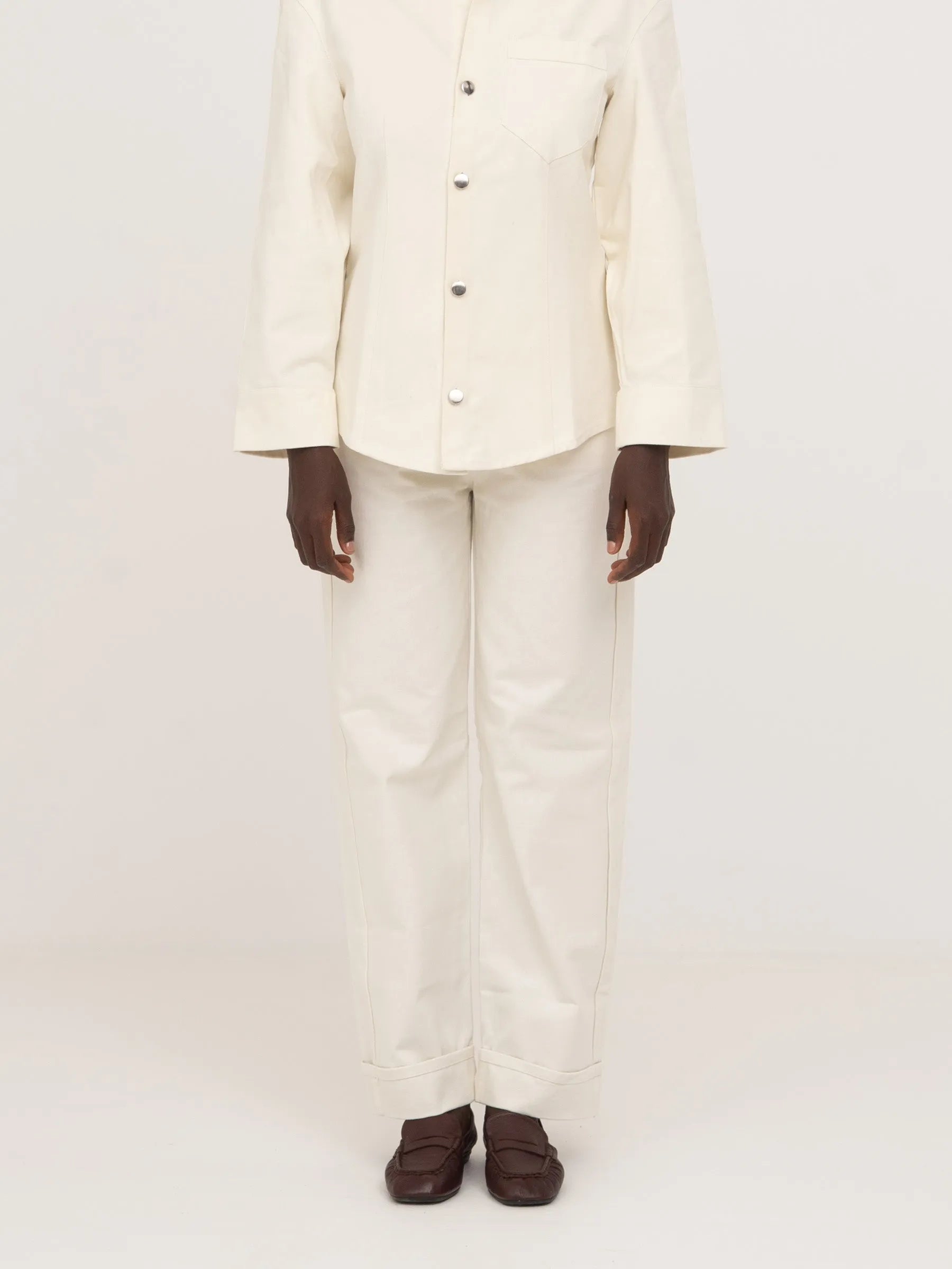 Agenda Cream Denim Trousers pantalones