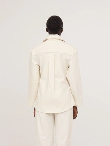 Agenda Cream Fitted Denim Over Shirt 