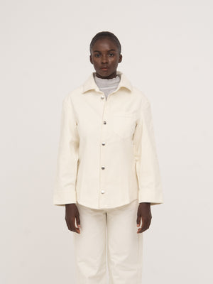 Agenda Cream Fitted Denim Over Shirt
