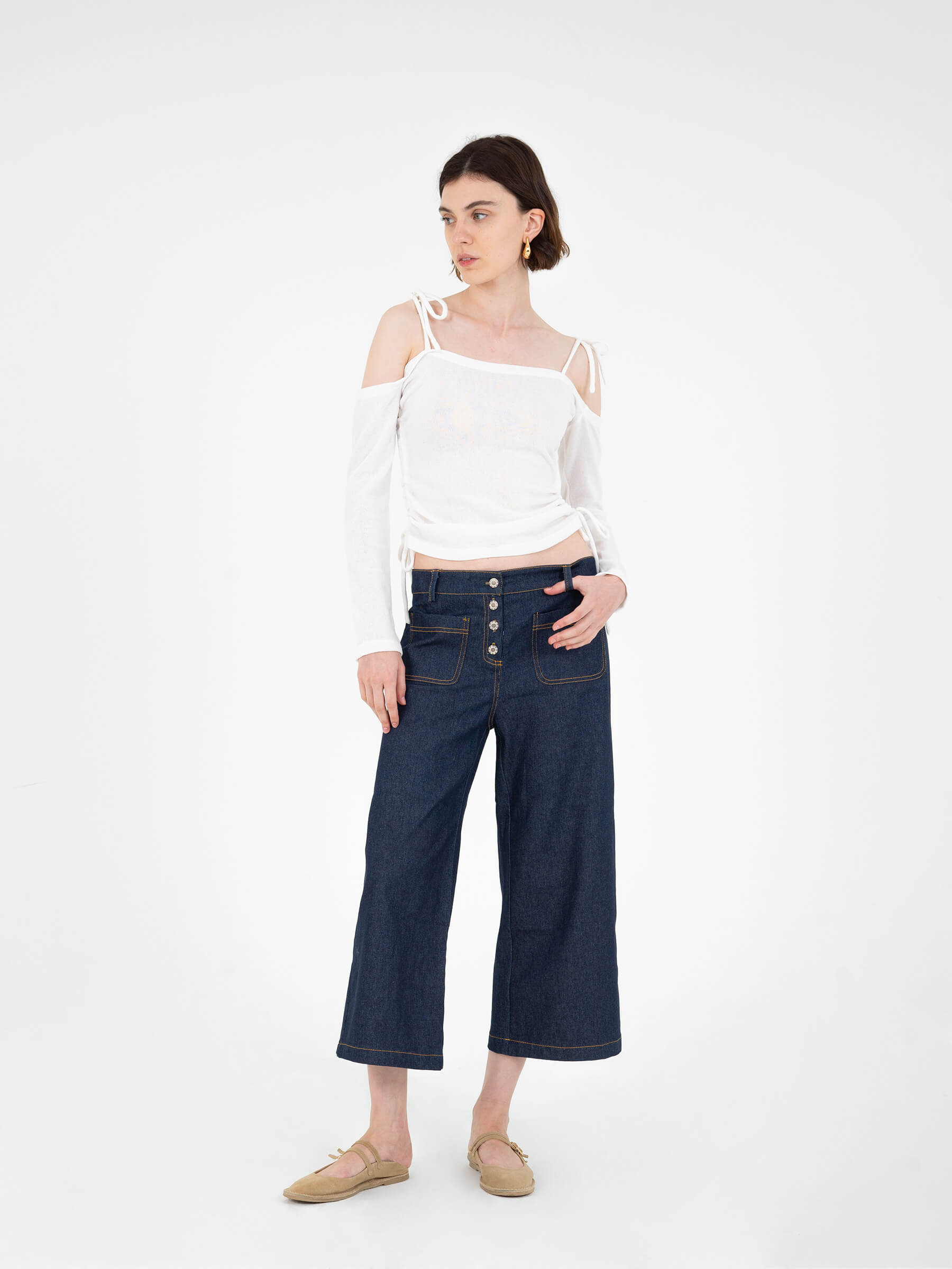 Airy White Fitted Top camisas y camisetas