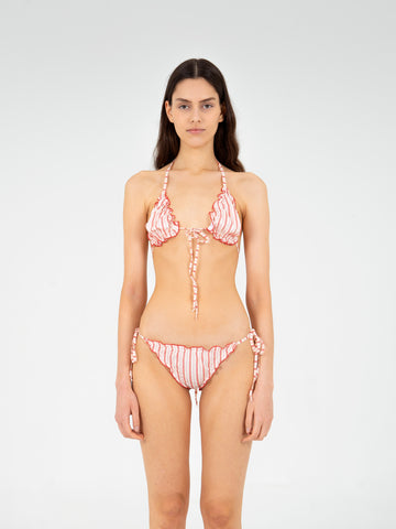 Alchemist Striped Ruched Bikini Top