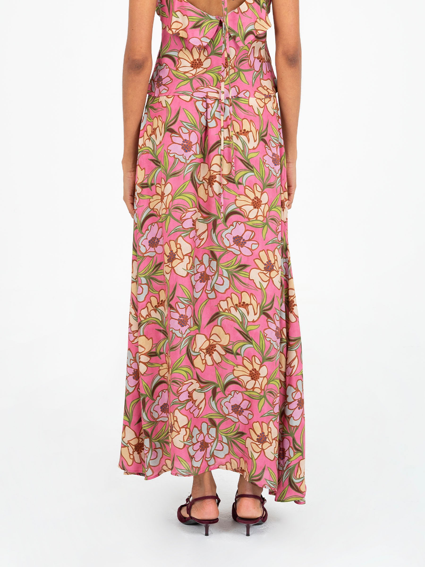 Amara Pink Floral Print Skirt falda