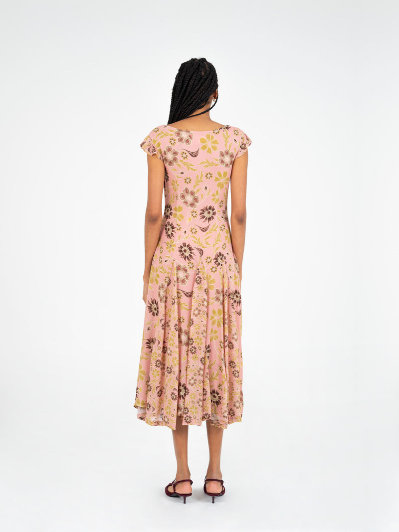 Amour Pink Floral Print Dress vestidos