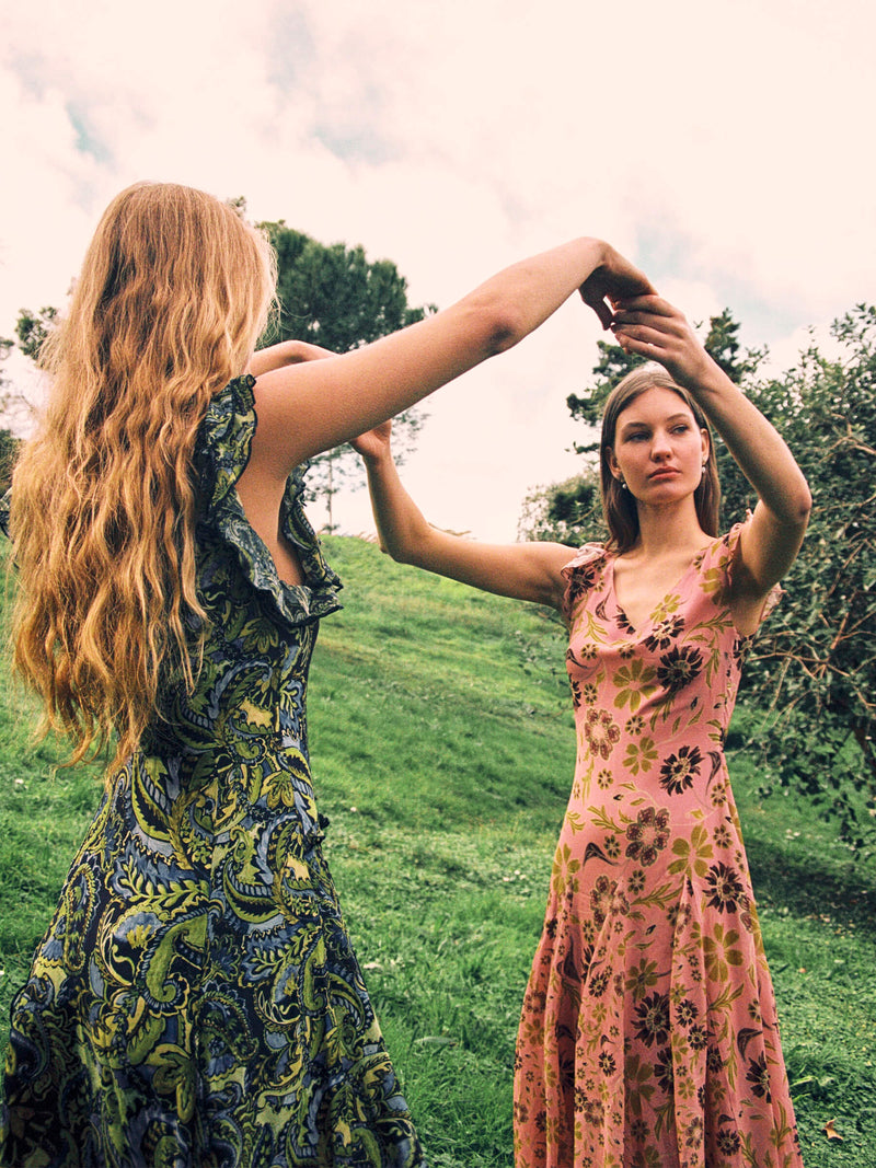 Amour Pink Floral Print Dress vestidos