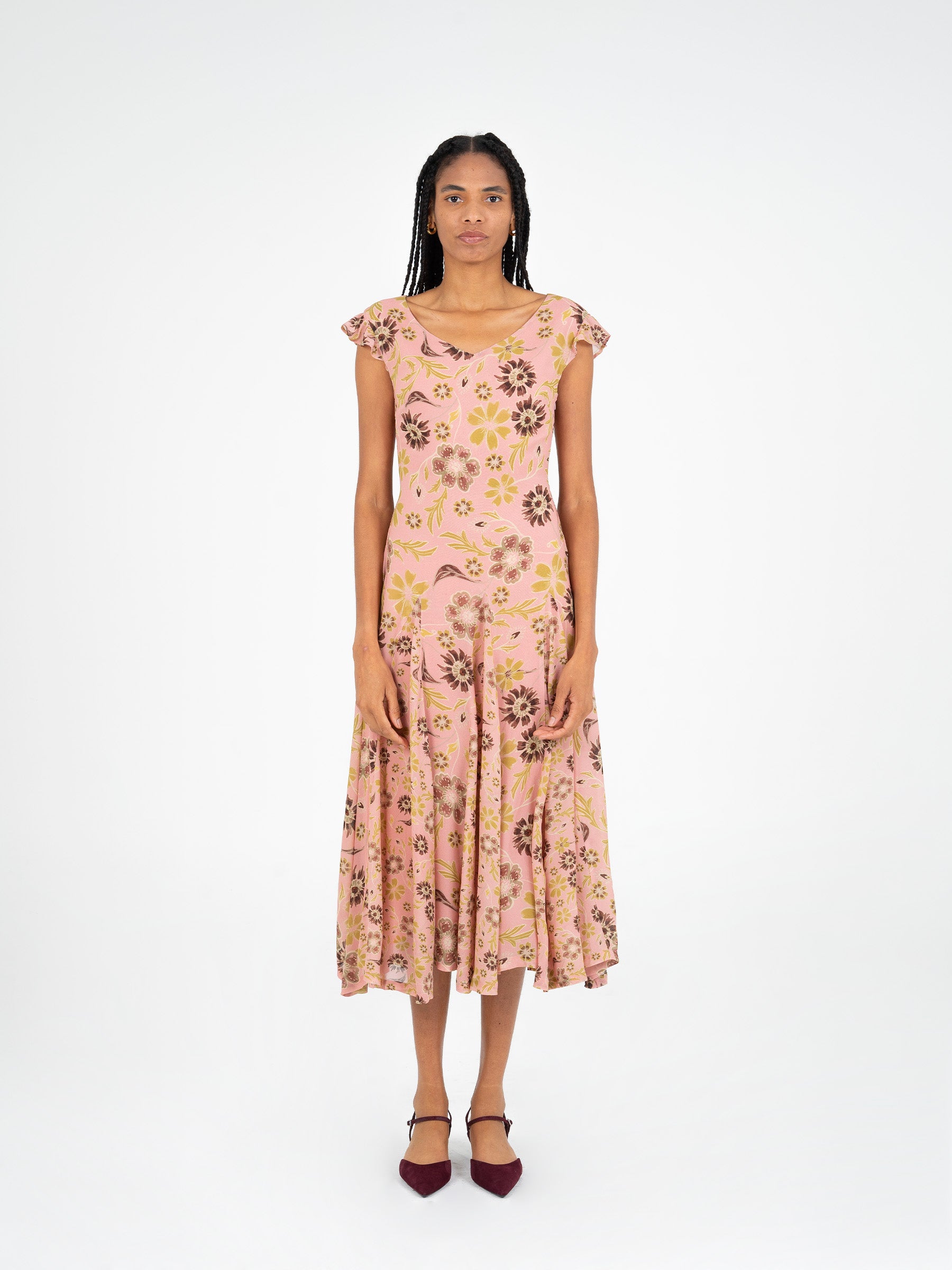 Floral V-neck midi dress | Carmen Says