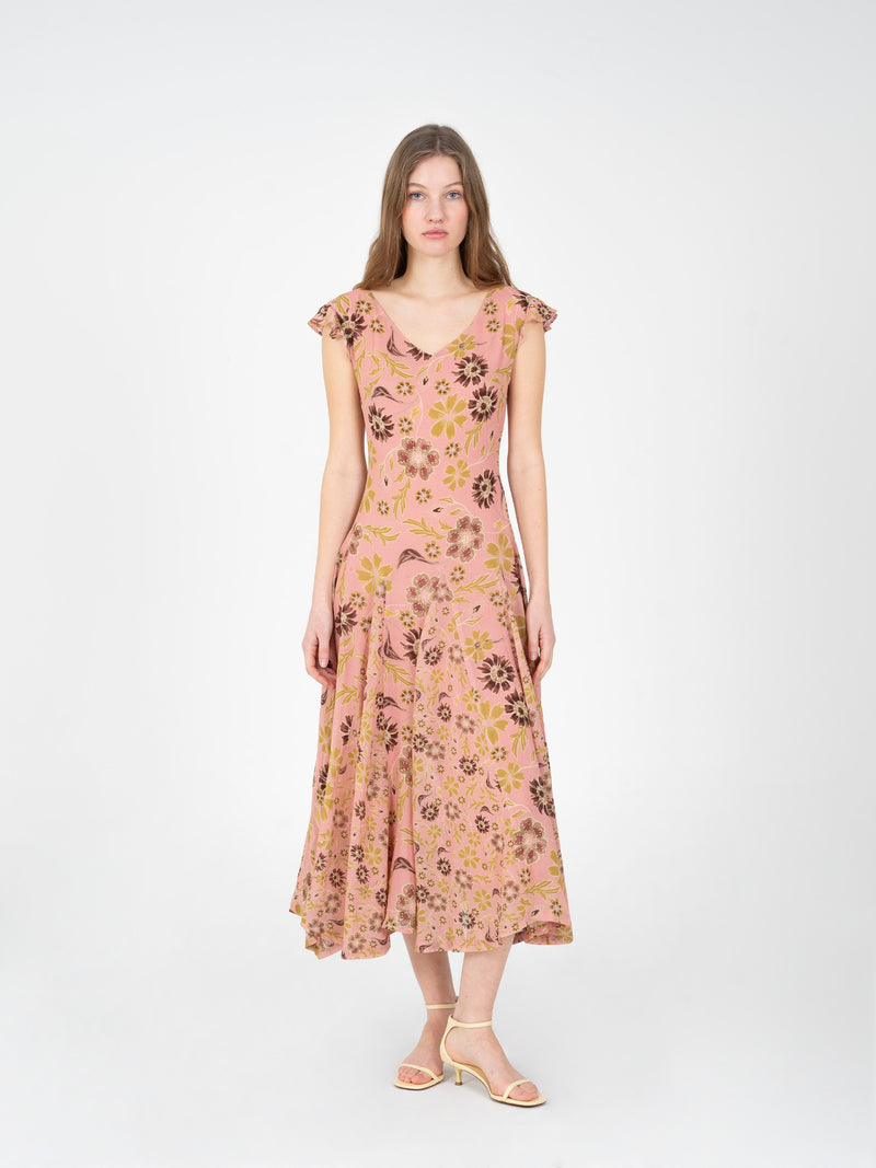 Amour Pink Floral Print Dress vestidos