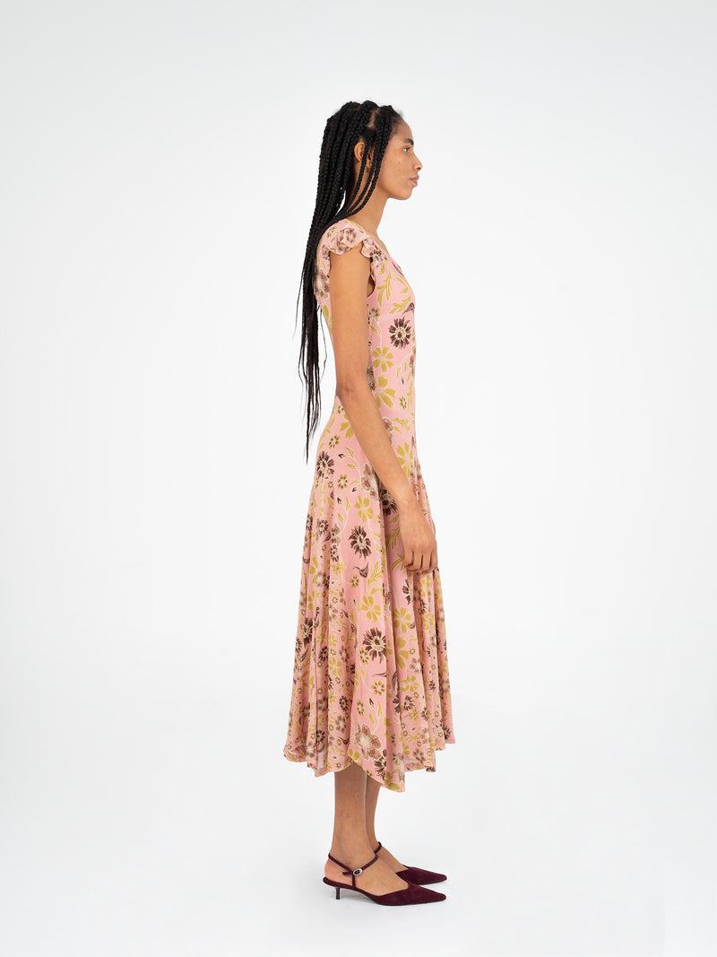 Amour Pink Floral Print Dress vestidos
