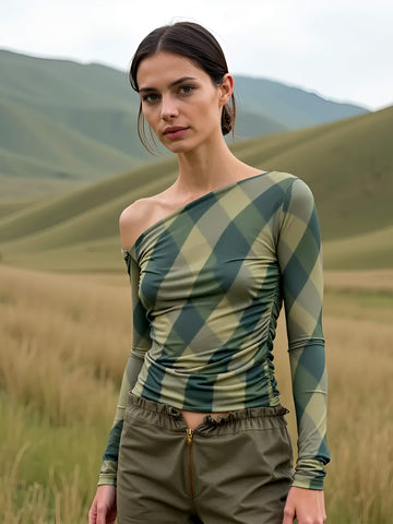 Annapurna Green Rhombus Top camisas y camisetas