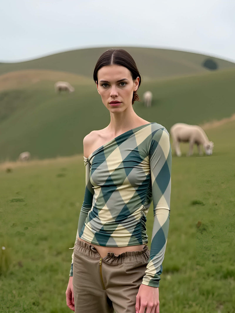 Annapurna Green Rhombus Top camisas y camisetas