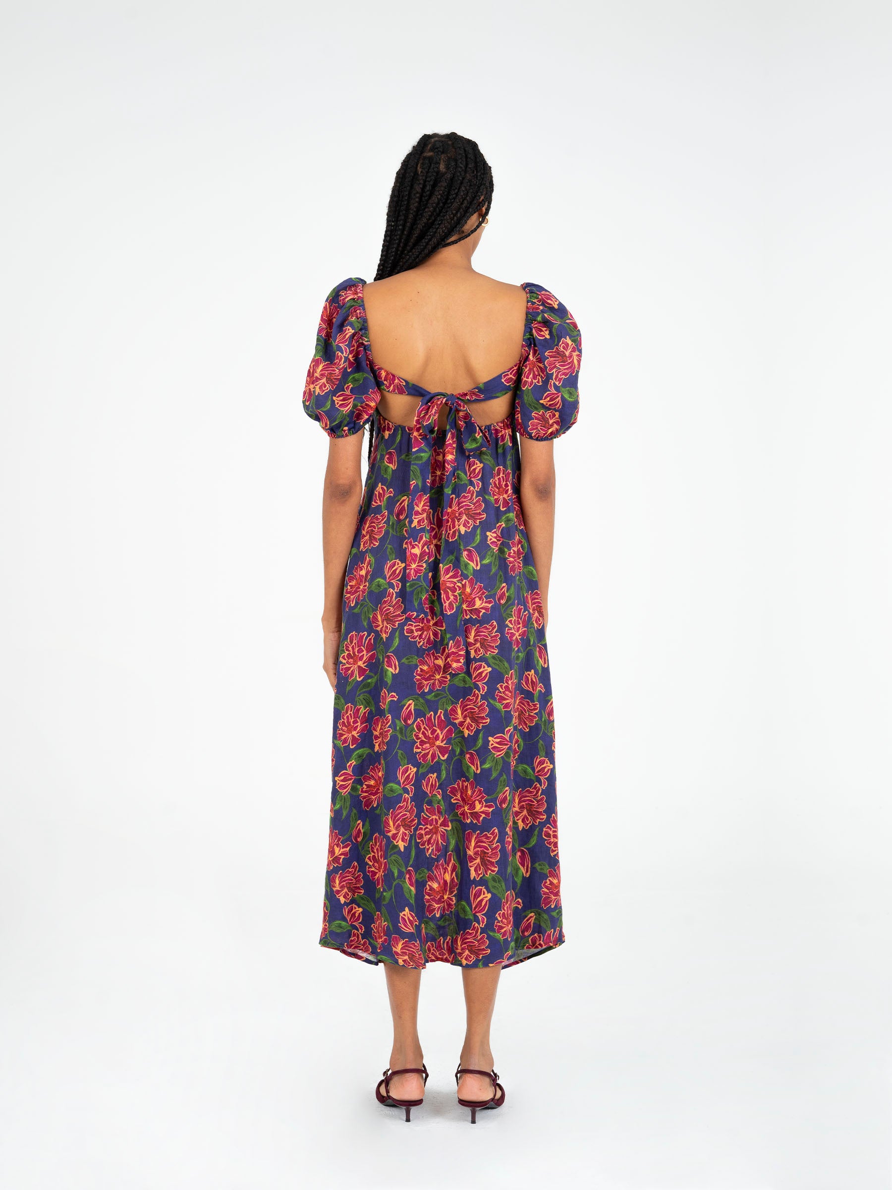 Arcania Blue Floral Print Dress vestidos