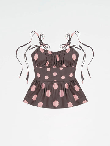 Astra Brown Polka Dot Print Top