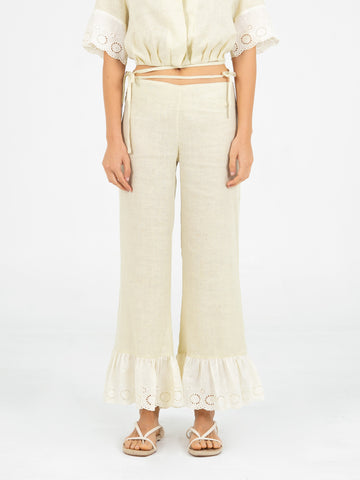 Aurora Linen Beige Pants pantalones
