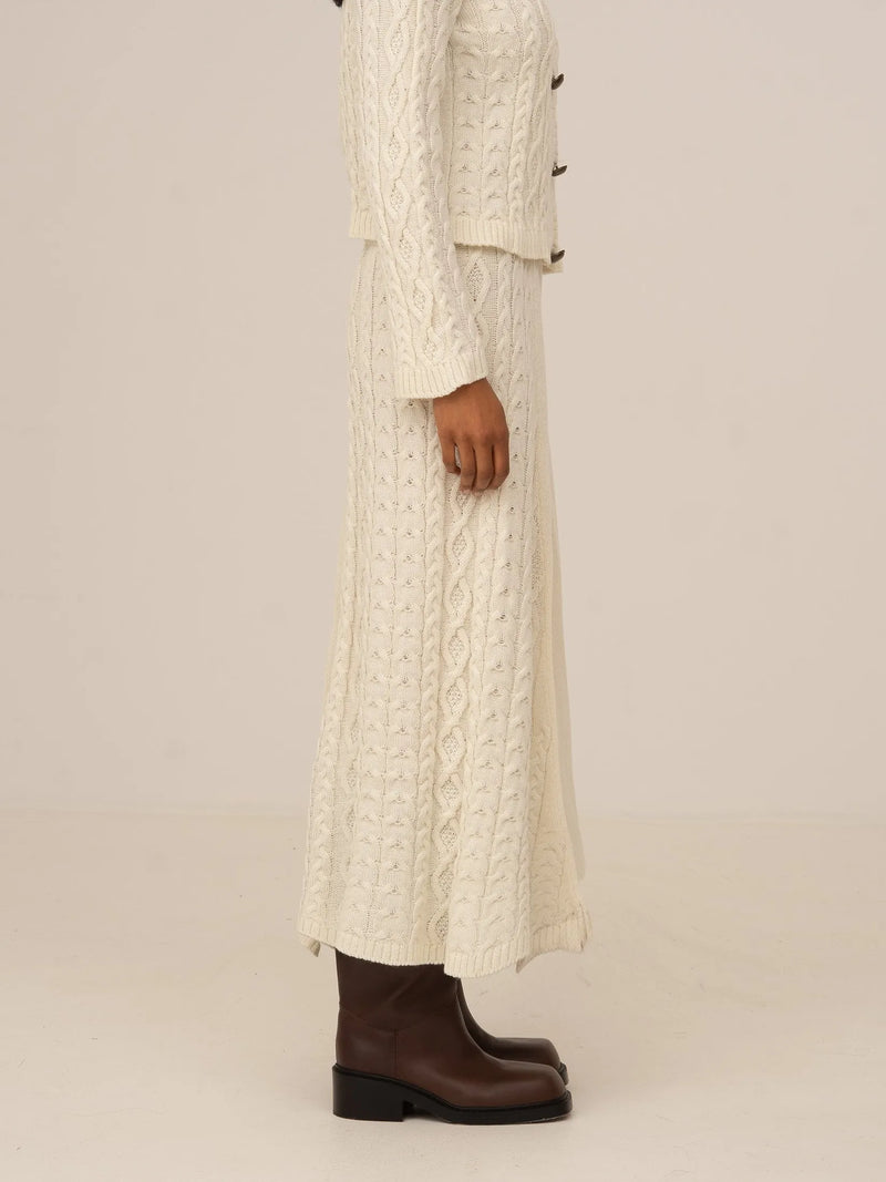 Bare Knit White Maxi Skirt