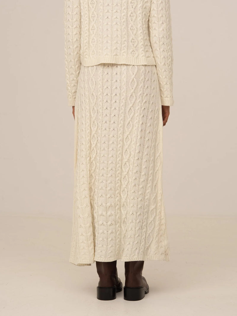 Bare Knit White Maxi Skirt