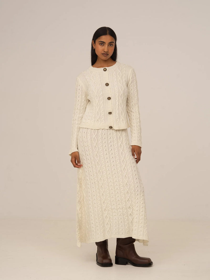 Bare Knit White Maxi Skirt